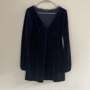 Blue velvet vintage dress